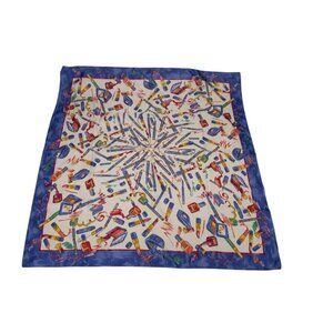 Vintage Avon Scarf Colorful 80s Design With Art Supplies Print